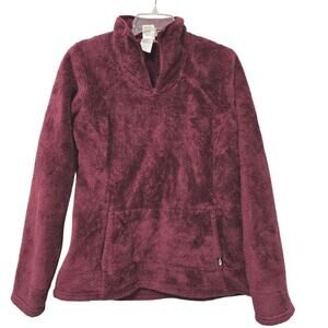 The North Face Furry Fleece Jacket Women's Large Quarter Zip Burgundy